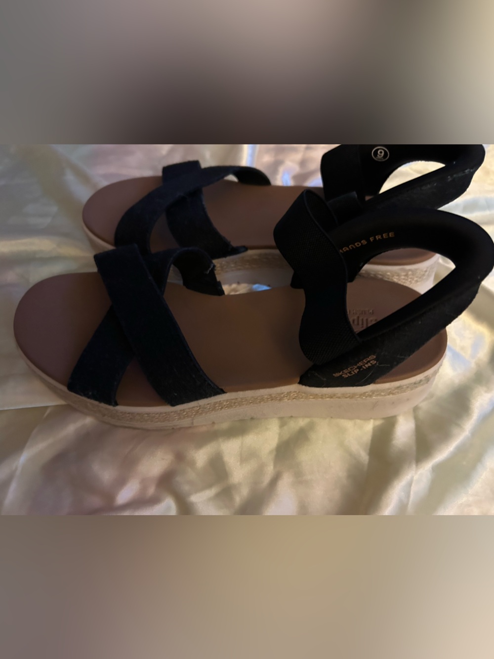 Skechers Bobs Slip Ins Black Women’s Sandals Size 9 - Picture 3 of 9